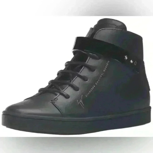 Giuseppe Zanotti James high top black patent strap leather sneakers - Picture 1 of 12
